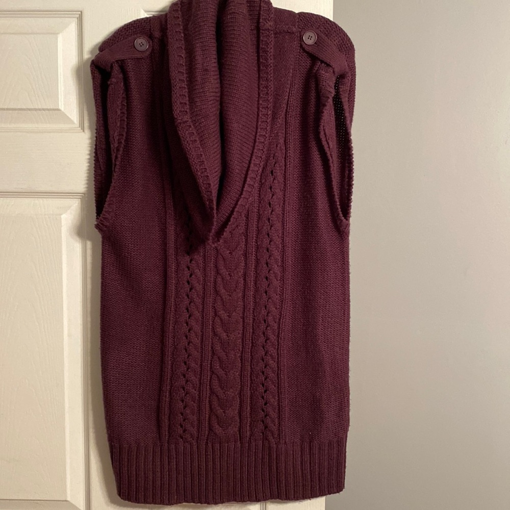 Nine West Sleeveless Cowl Turtleneck Plum Sweater Size XL